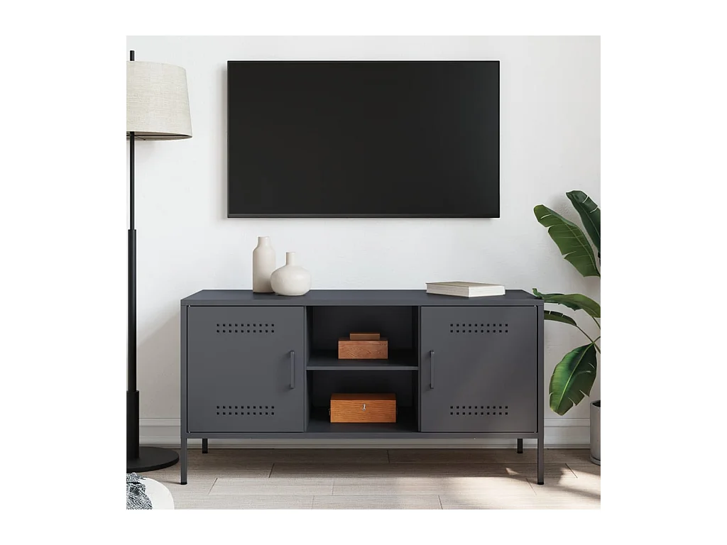 Mobile porta TV antracite 100,5x39x50,5 cm acciaio