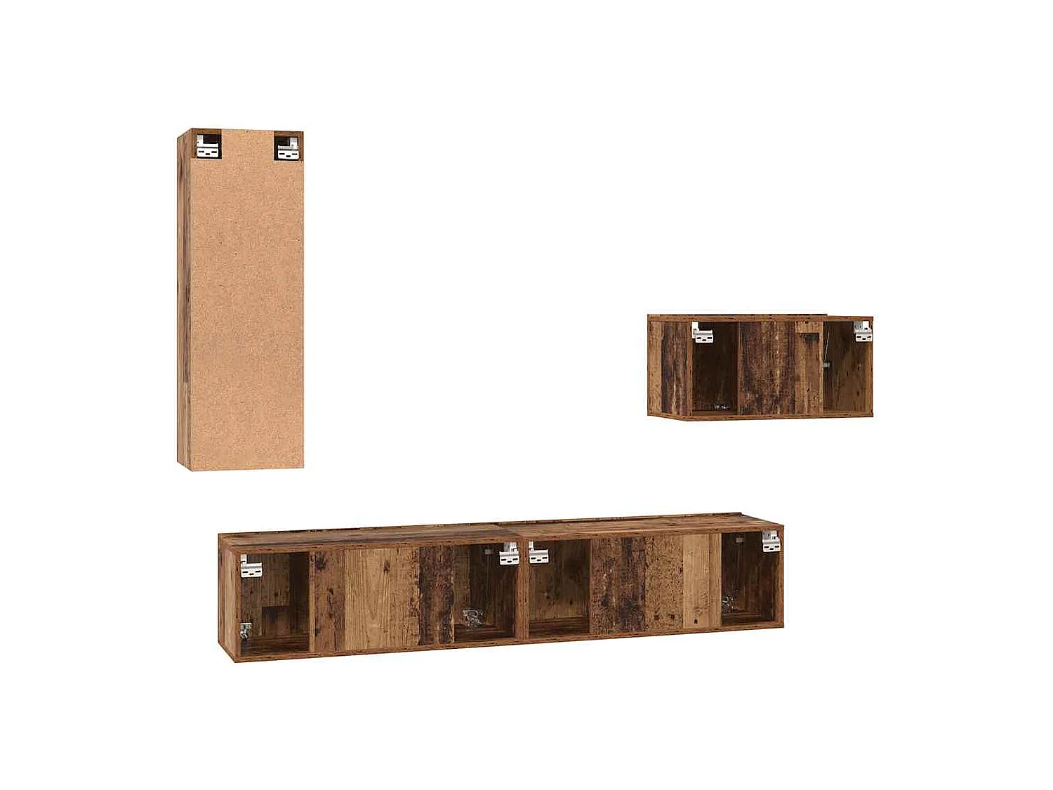 Set di mobili TV da 4 pezzi, legno anticato, 30,5 x 30 x 90 cm