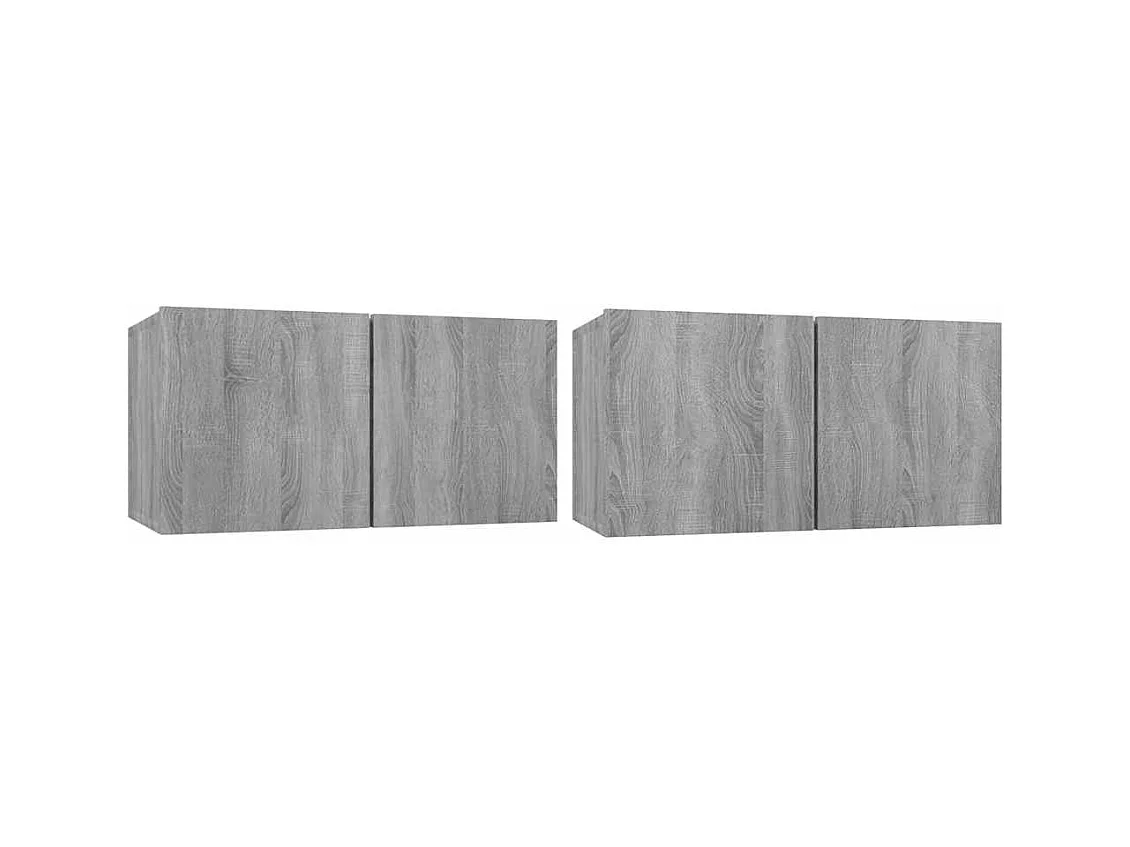 Meuble TV 2 pcs Gris 60 x 30 x 30 cm Bois d'ingénierie