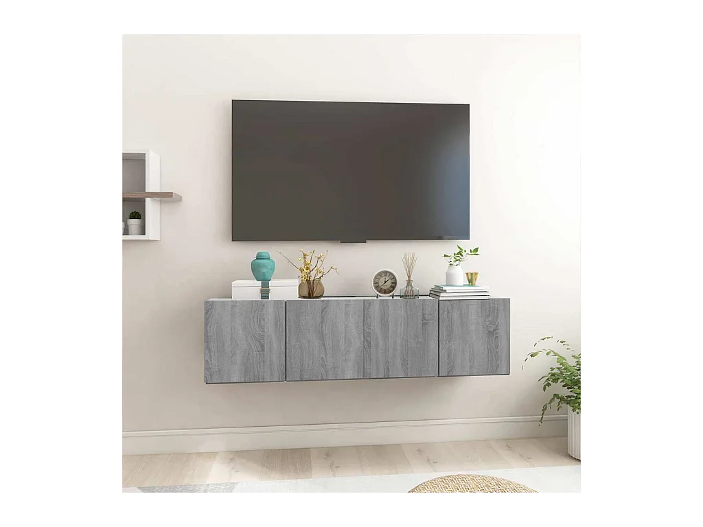 Mobile TV 2 pezzi Grigio 60 x 30 x 30 cm Legno ingegnerizzato
