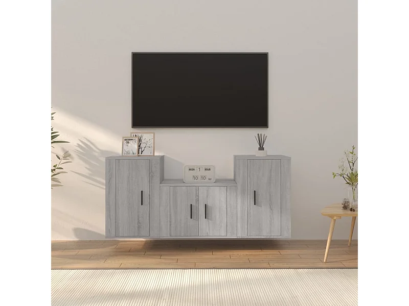 Ensemble de meubles TV 3 pcs Sonoma gris Bois d'ingénierie