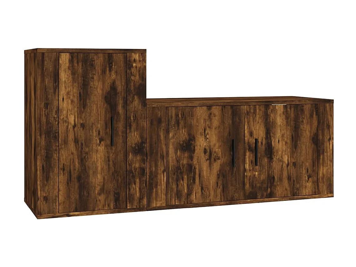 Ensemble de meubles TV 2 pcs Chêne fumé Bois d'ingénierie