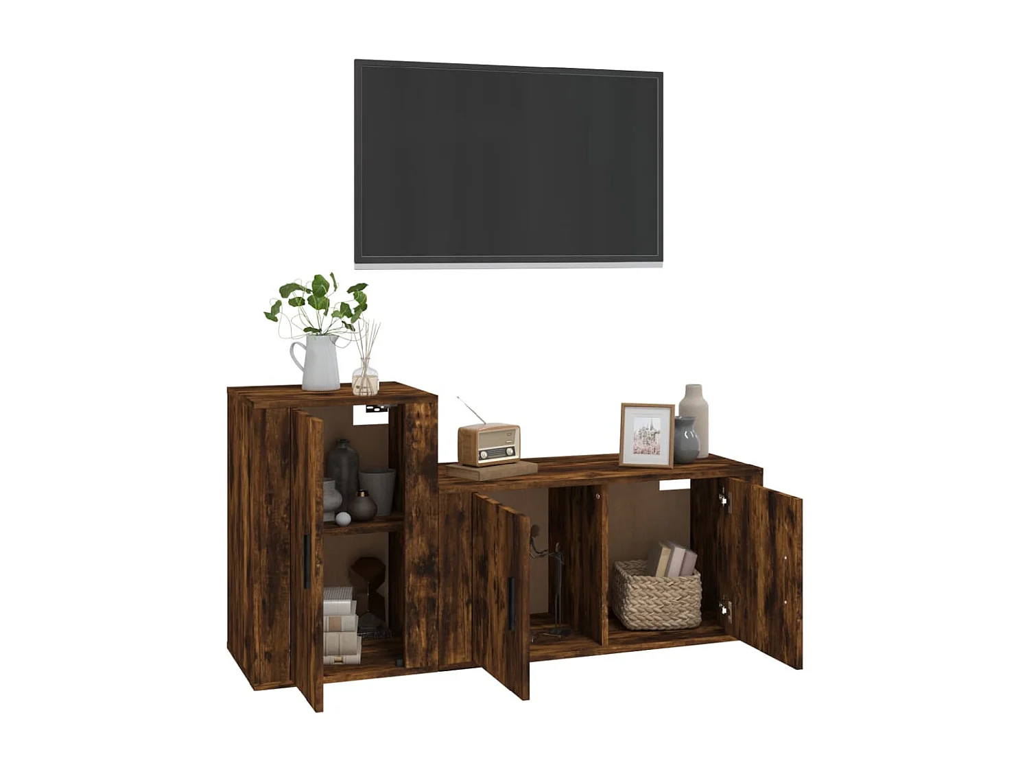 Ensemble de meubles TV 2 pcs Chêne fumé Bois d'ingénierie