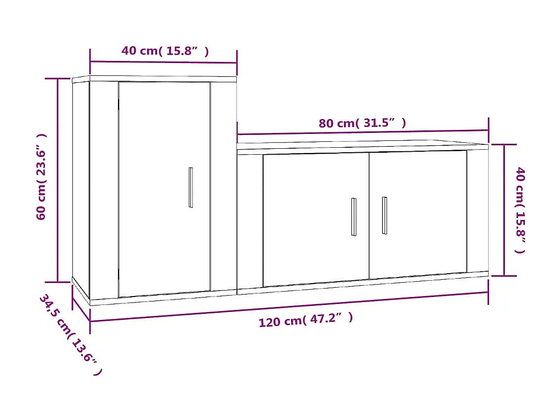 Ensemble de meubles TV 2 pcs Chêne fumé Bois d'ingénierie