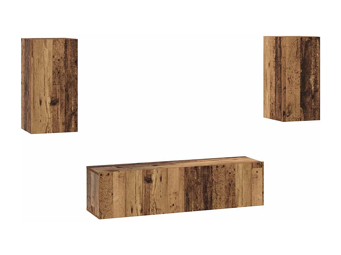 4-delige tv-meubelset, antiek hout, 30,5 x 30 x 60 cm