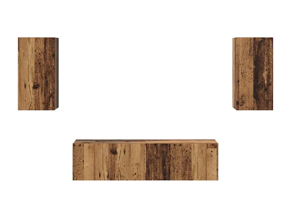 4-delige tv-meubelset, antiek hout, 30,5 x 30 x 60 cm