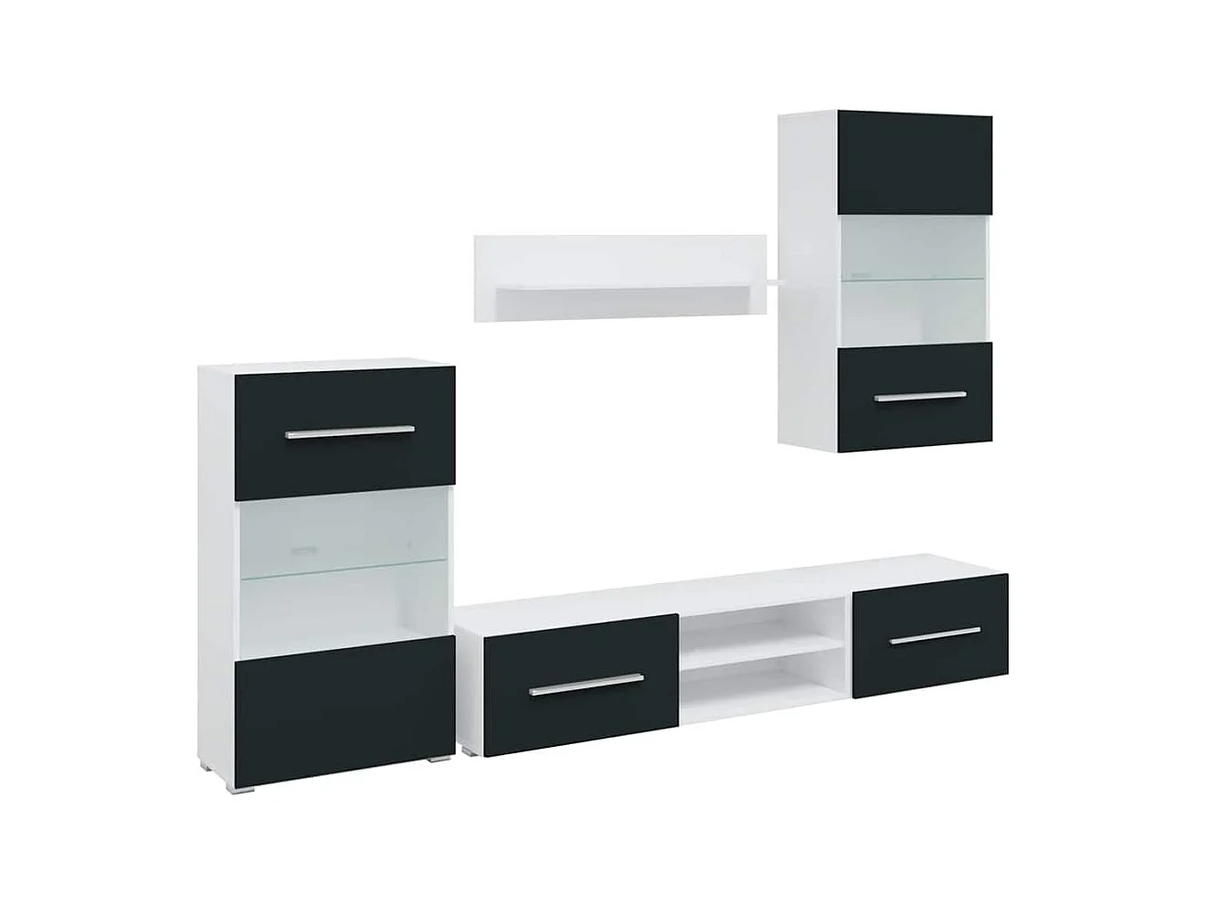 5-delige tv-standaard met led-verlichting indigo mat bewerkt hout