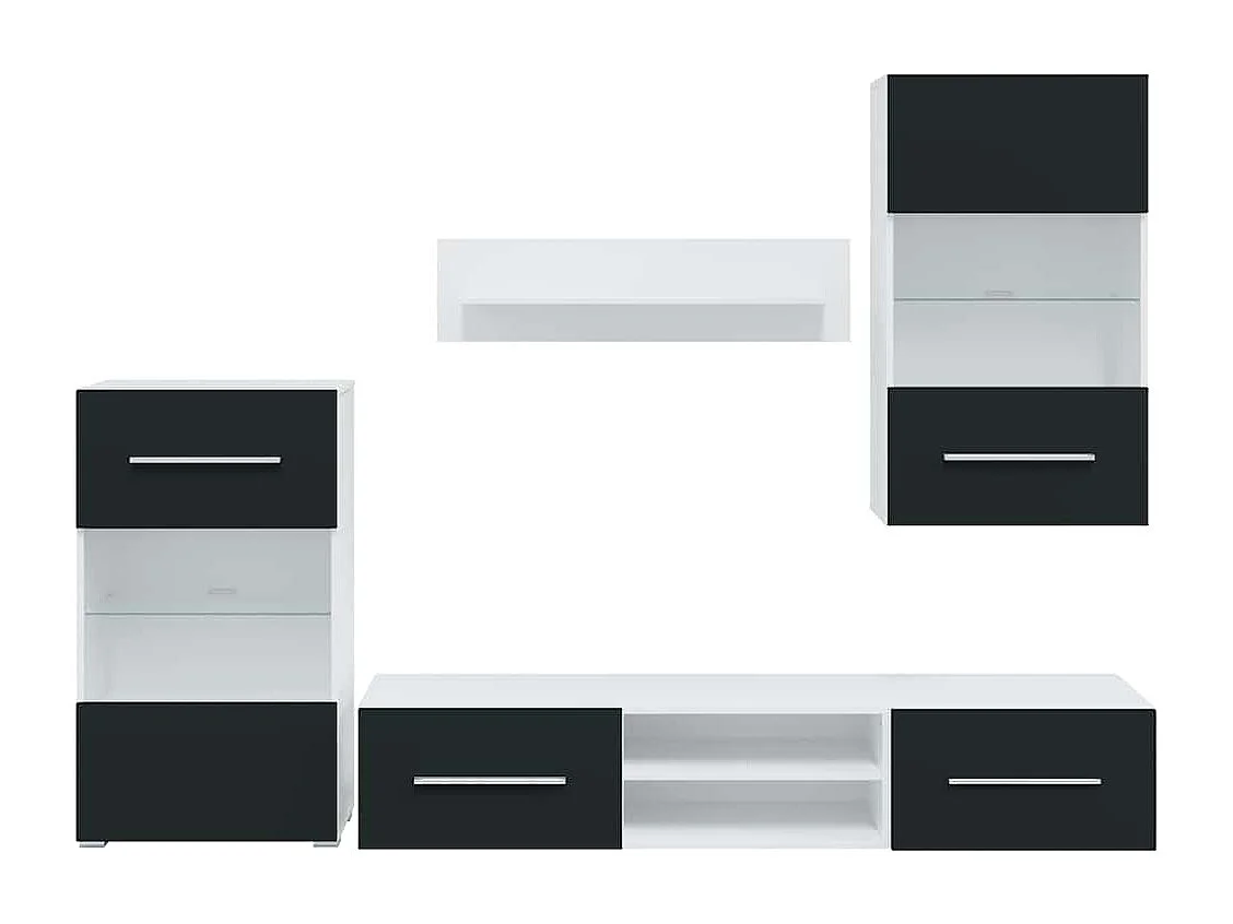 Mobile TV 5 pezzi con luce LED in legno ingegnerizzato indaco opaco