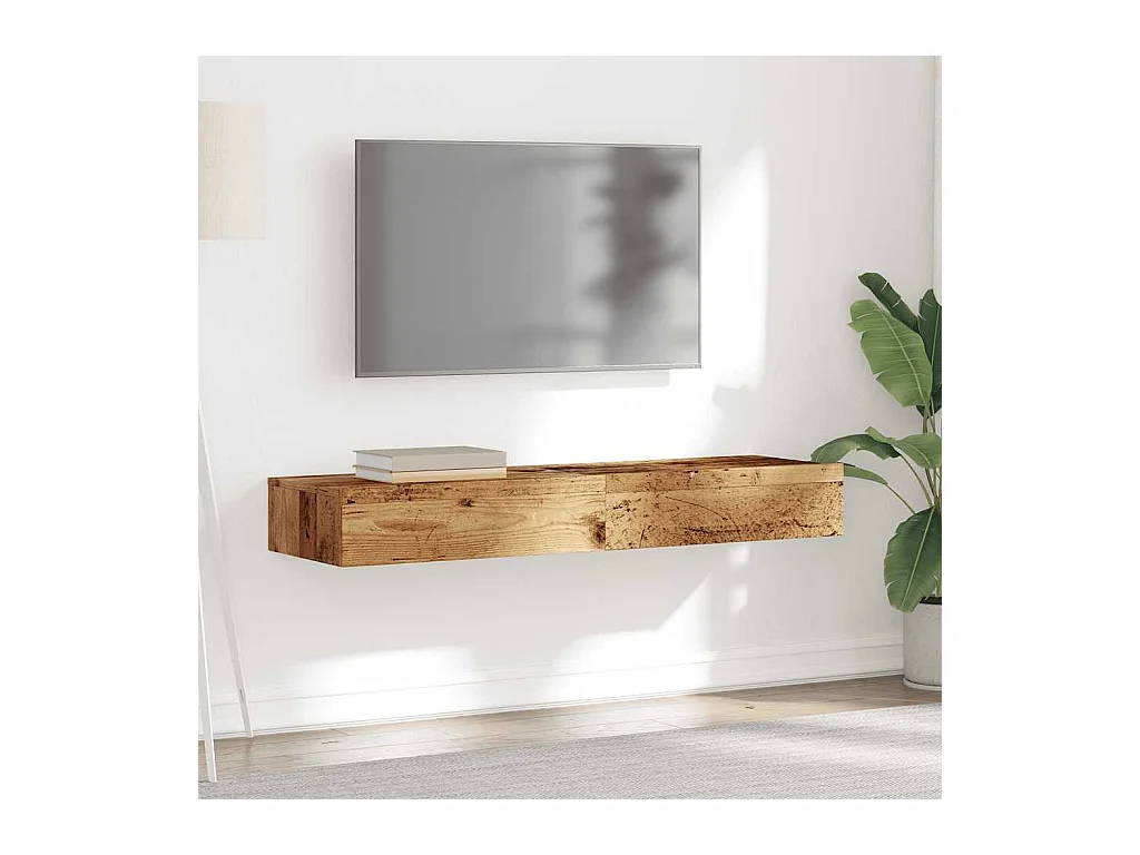 Meubles TV avec éclairage LED 2 pcs vieux bois 60x35x15,5 cm