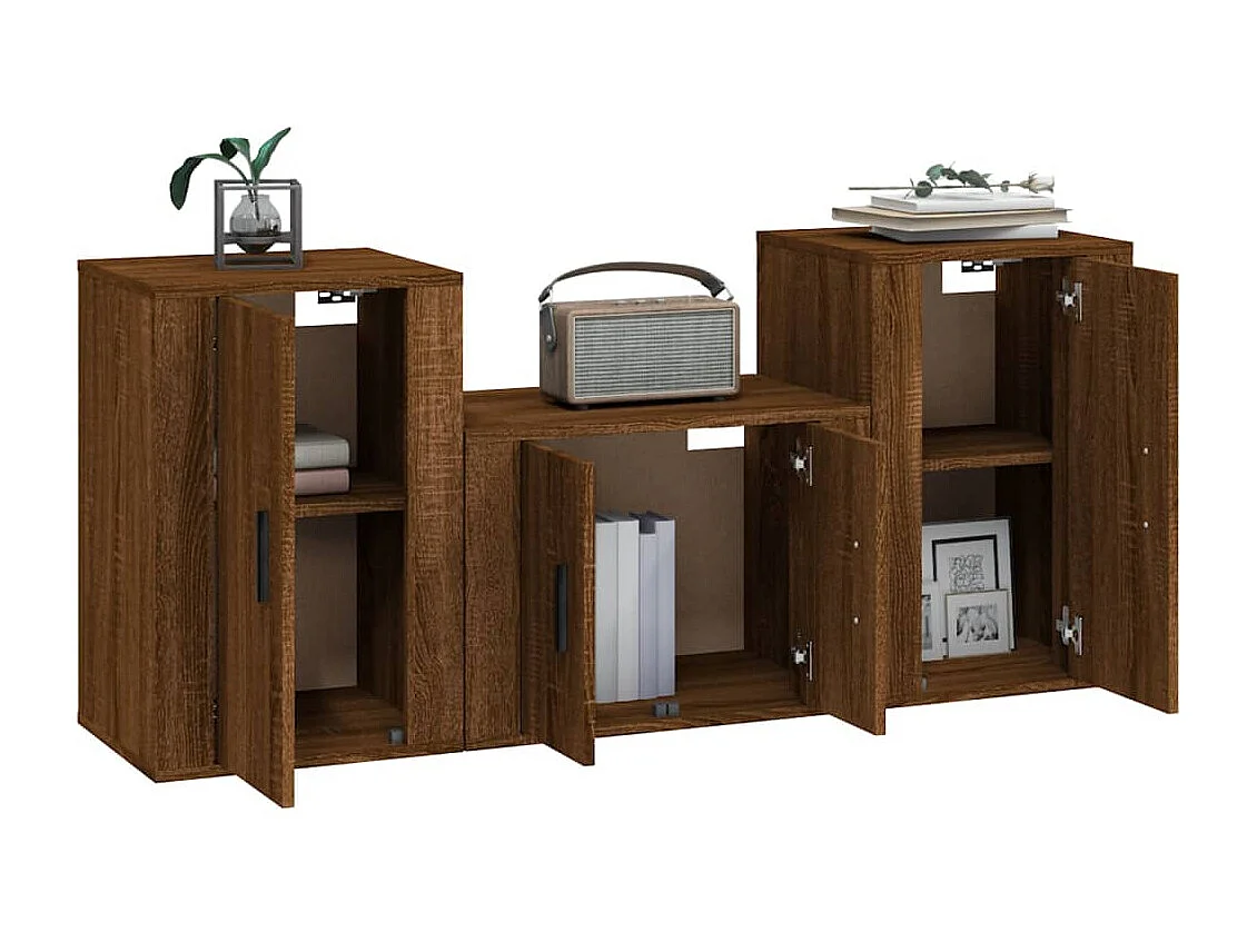 Ensemble de meubles TV 3 pcs Chêne marron Bois d'ingénierie