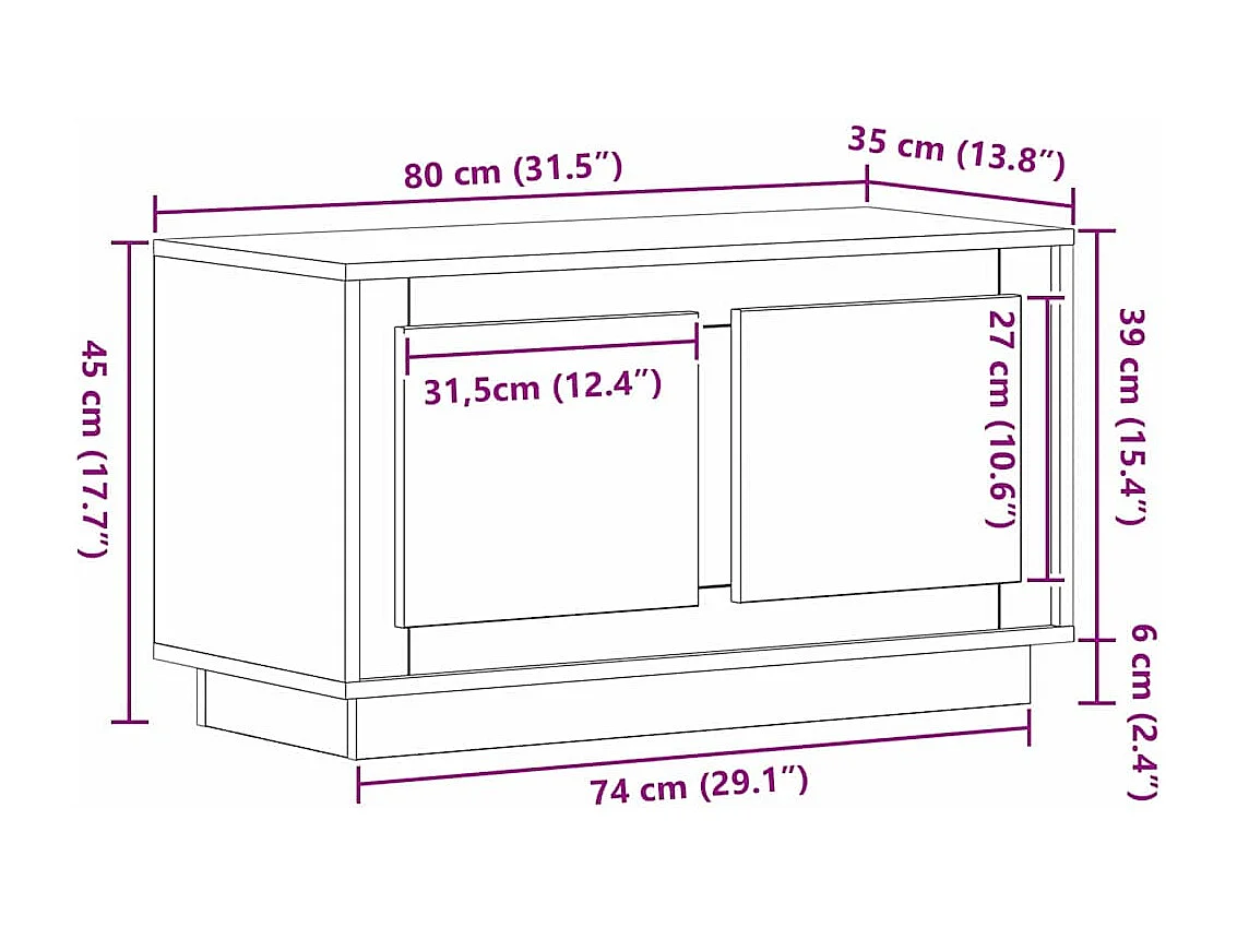 Meuble TV Bois ancien 80 x 35 x 45 cm Bois d'ingénierie