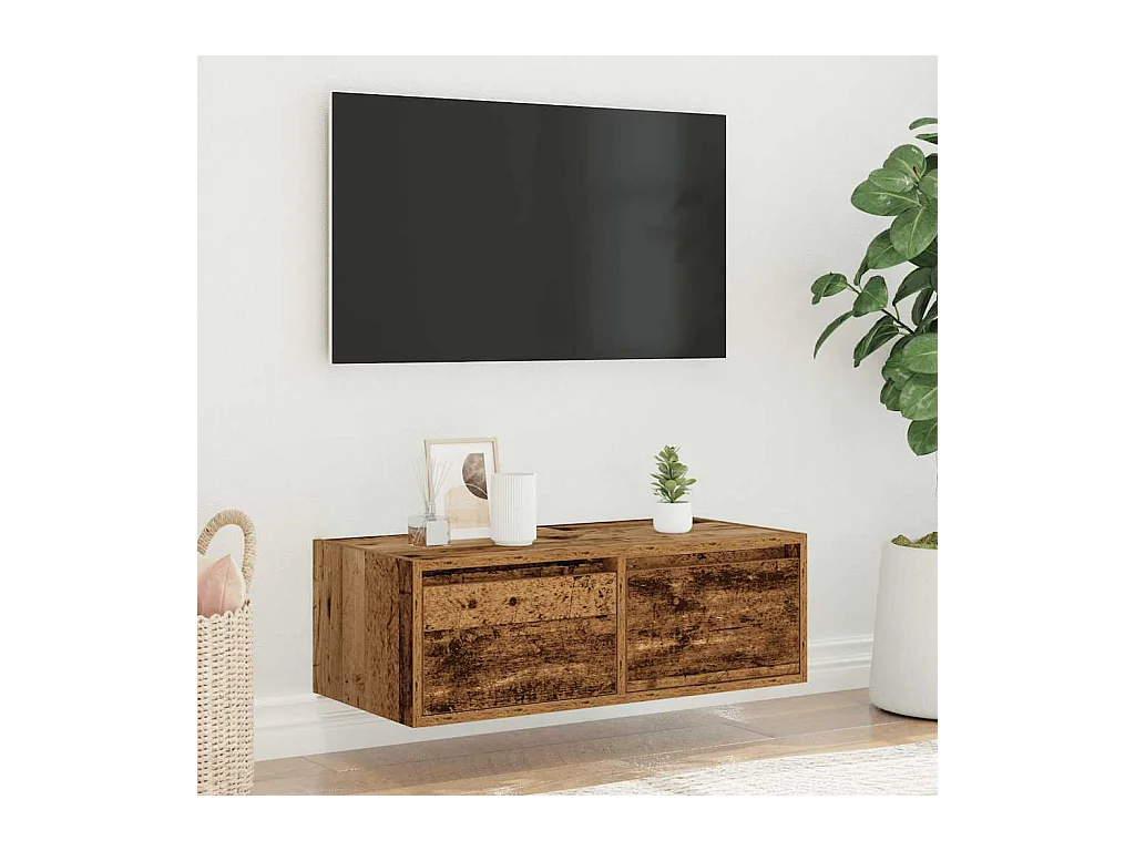 Mobile porta TV con luci LED legno vecchio 75x35,5x25 cm