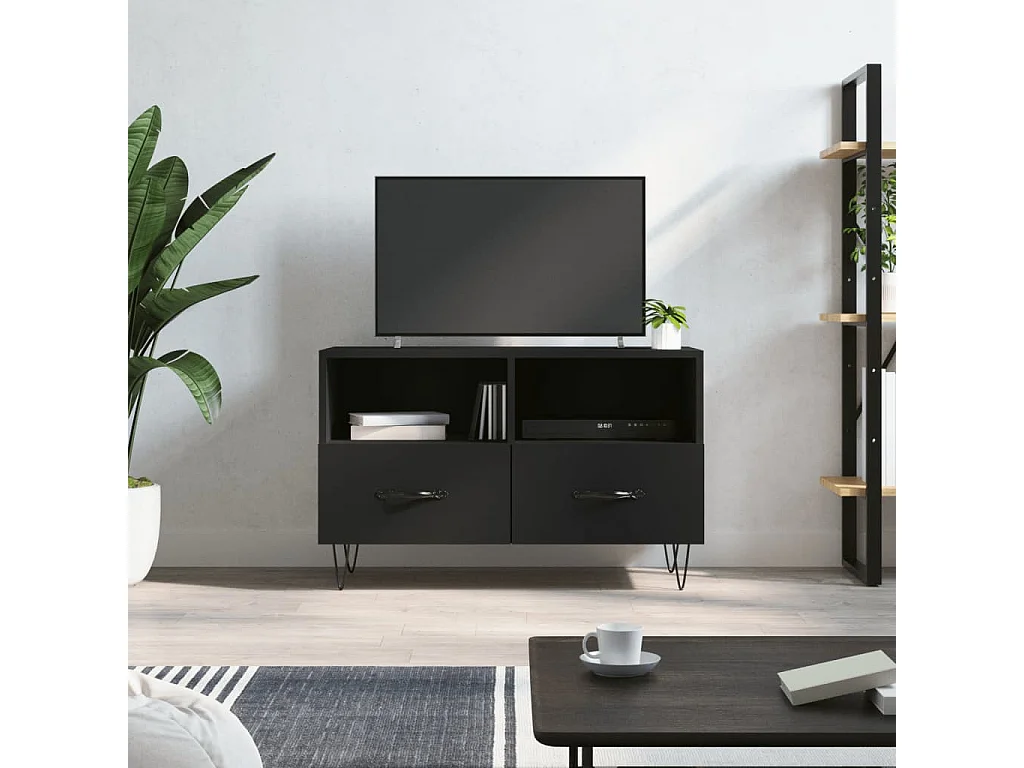 Mobile TV nero 80x36x50 cm Legno ingegnerizzato