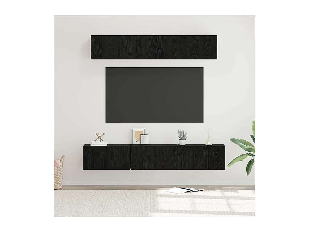 5-delige tv-meubelset Zwart eiken Medium 80 x 30 x 30,5 cm