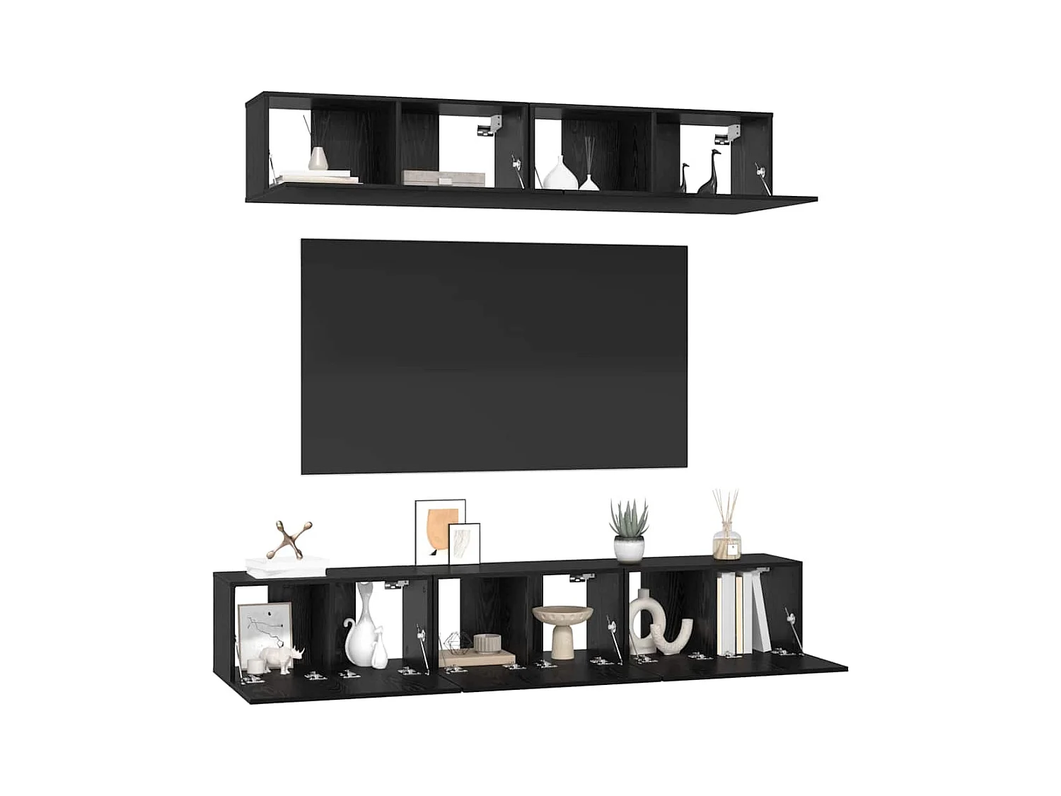 5-delige tv-meubelset Zwart eiken Medium 80 x 30 x 30,5 cm