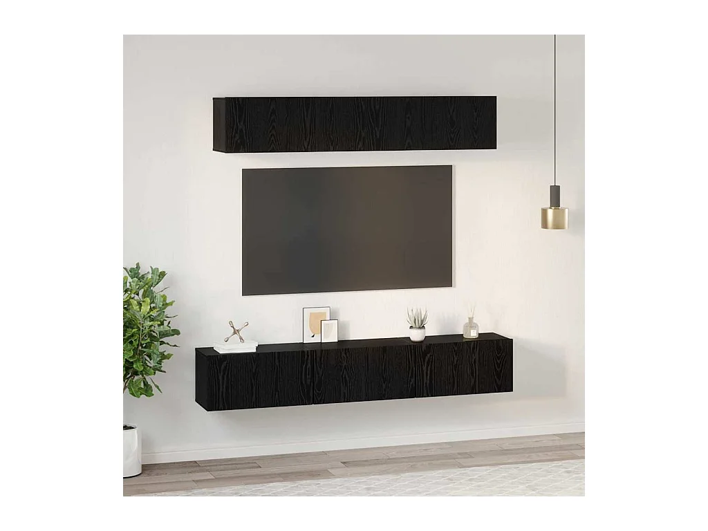 5-delige tv-meubelset Zwart eiken Medium 80 x 30 x 30,5 cm