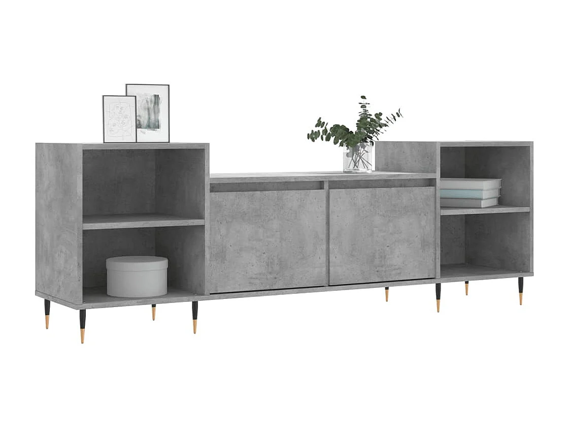 Meuble TV Gris béton 160x35x55 cm Bois d'ingénierie