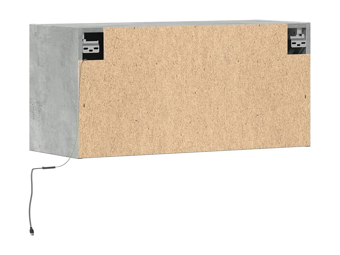 Mueble de TV de pared con luces LED, gris hormigón, 80x31x35 cm