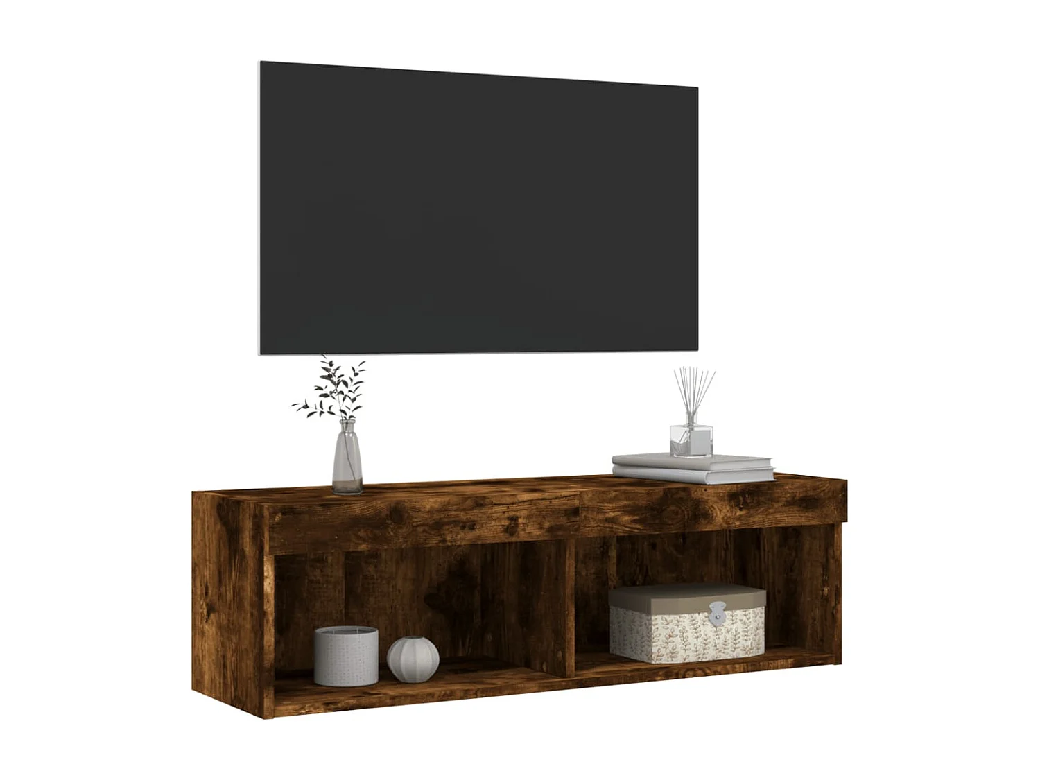 TV-meubel met LED-verlichting gerookt eiken 100x30x30 cm