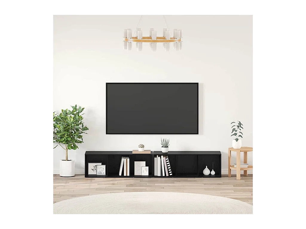 Set di mobili TV da 2 pezzi in rovere nero, legno ingegnerizzato