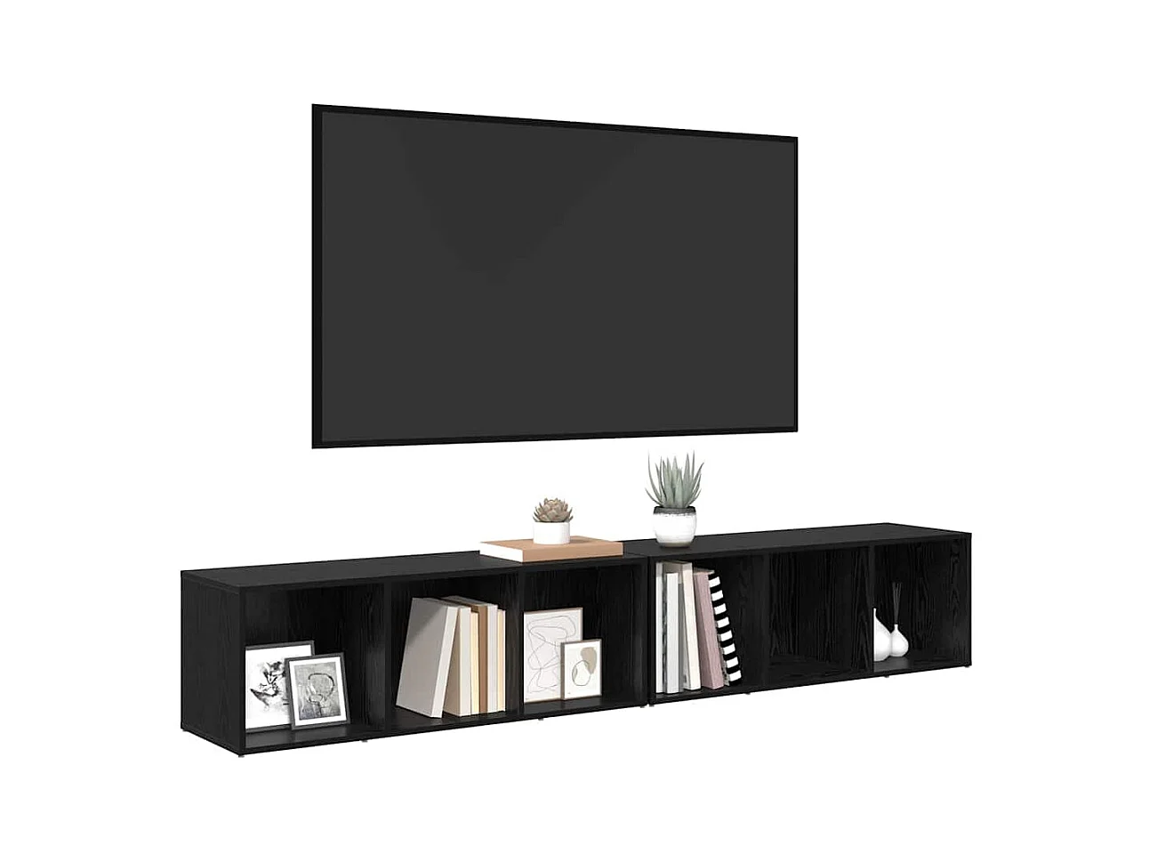 Set di mobili TV da 2 pezzi in rovere nero, legno ingegnerizzato