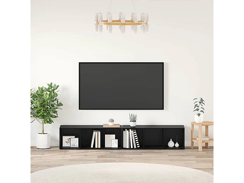 Ensemble meuble TV 2 pcs Chêne noir Bois d'ingénierie