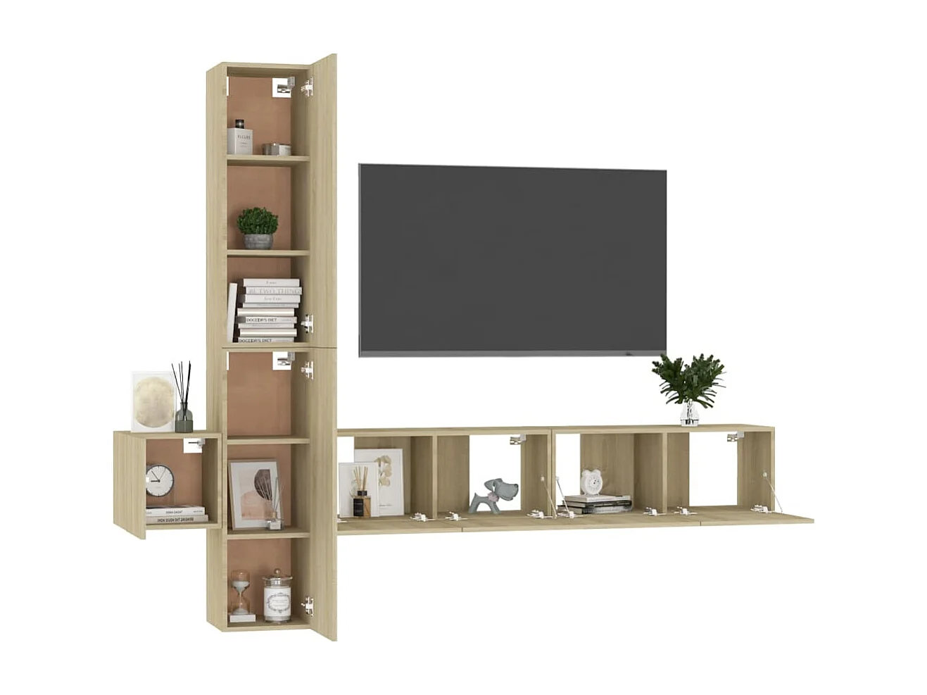 Set di mobili TV da 5 pezzi in legno ingegnerizzato Sonoma Oak