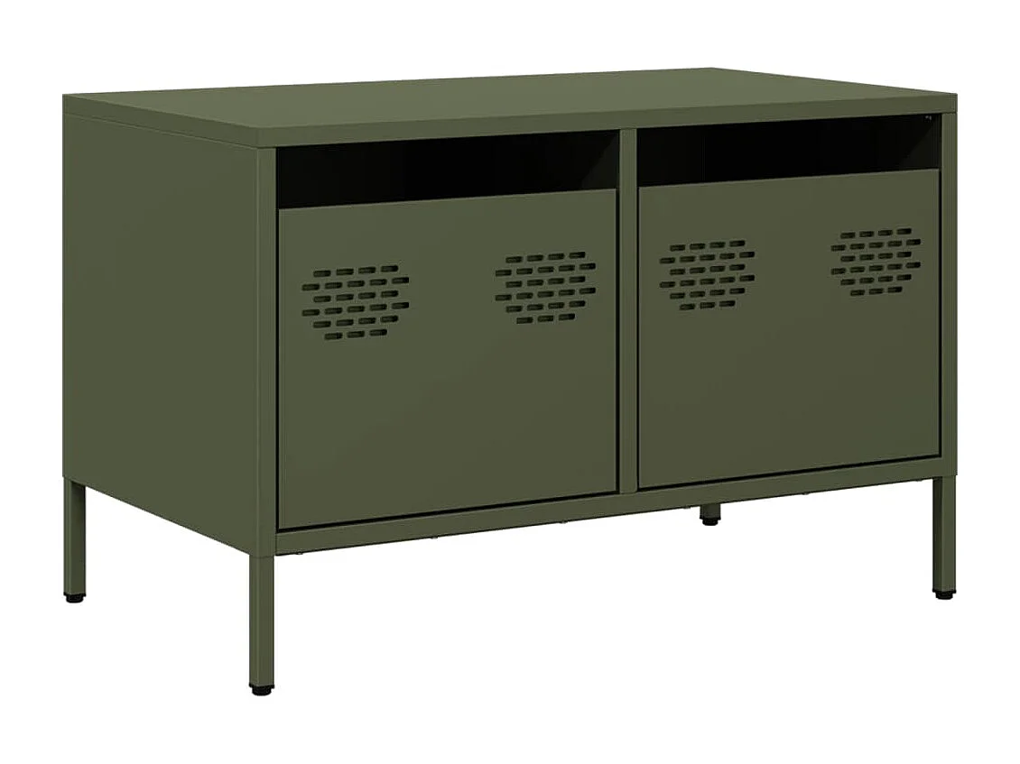 Meuble TV vert olive 68x39x43,5 cm acier laminé à froid