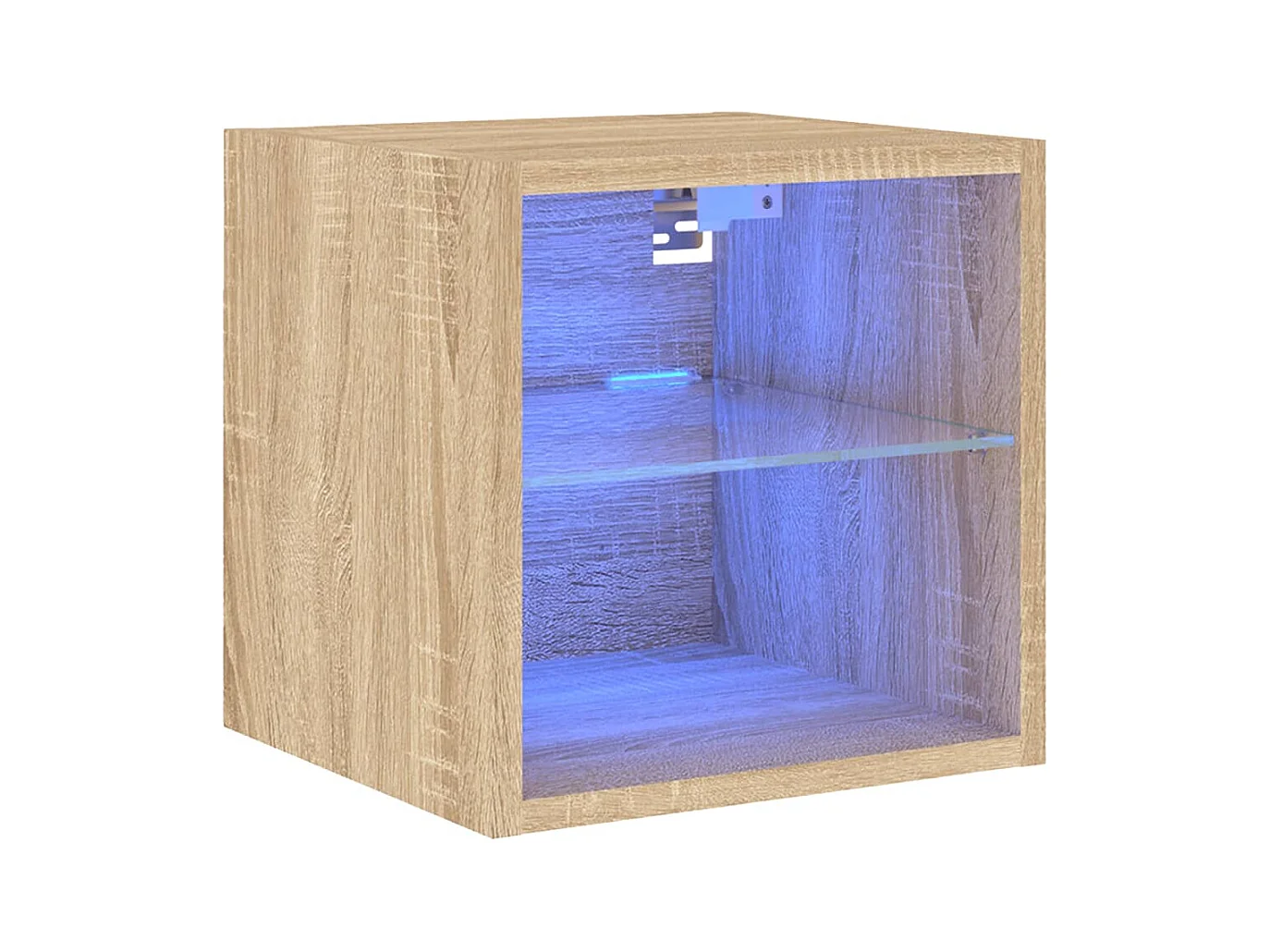 Mueble de TV de pared con luces LED roble Sonoma 30x28,5x30 cm