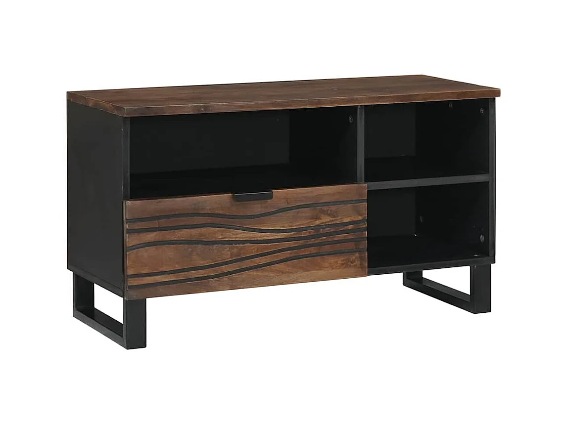 Brauner TV-Schrank 80 x 33 x 46 cm aus massivem Mangoholz