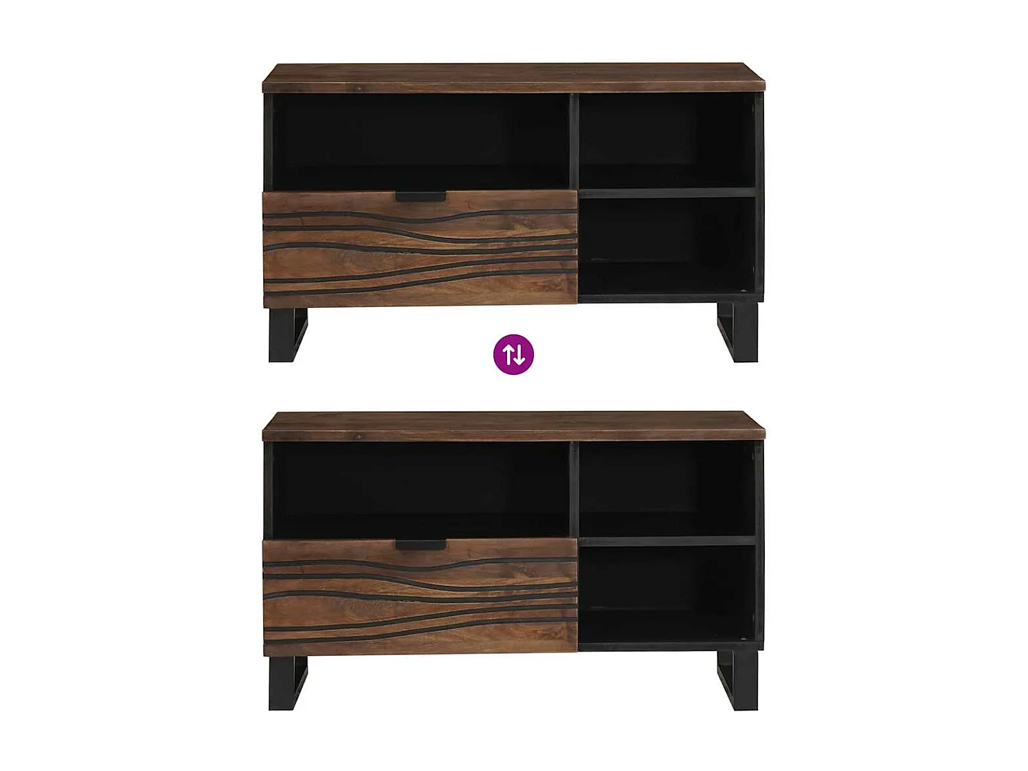 Meuble TV Marron 80 x 33 x 46 cm bois de manguier massif