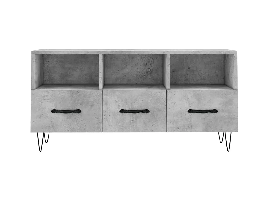 Meuble TV gris béton 102x36x50 cm bois d'ingénierie