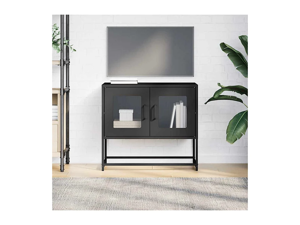 Zwarte tv-kast 68x39x60,5 cm koudgewalst staal