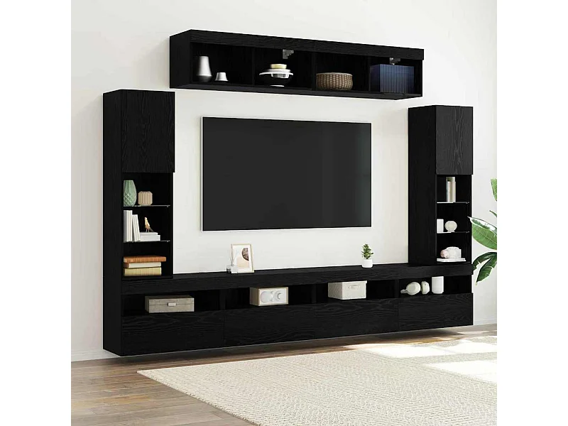 Ensemble de meuble TV mural 6 pcs Chêne noir 30.5 x 30 x 102 cm