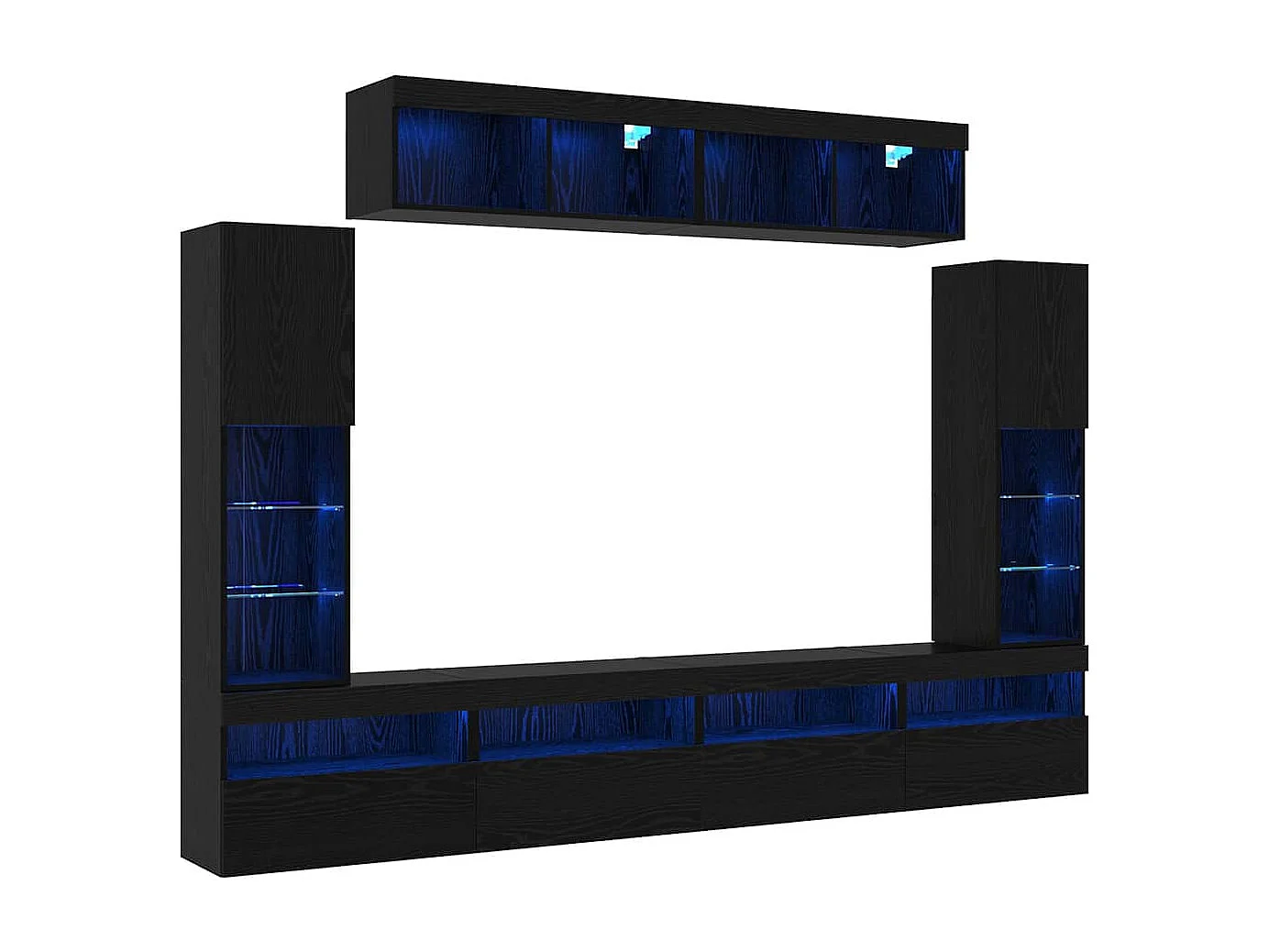 Set di mobili porta TV da parete 6 pezzi Rovere nero 30,5 x 30 x 102 cm
