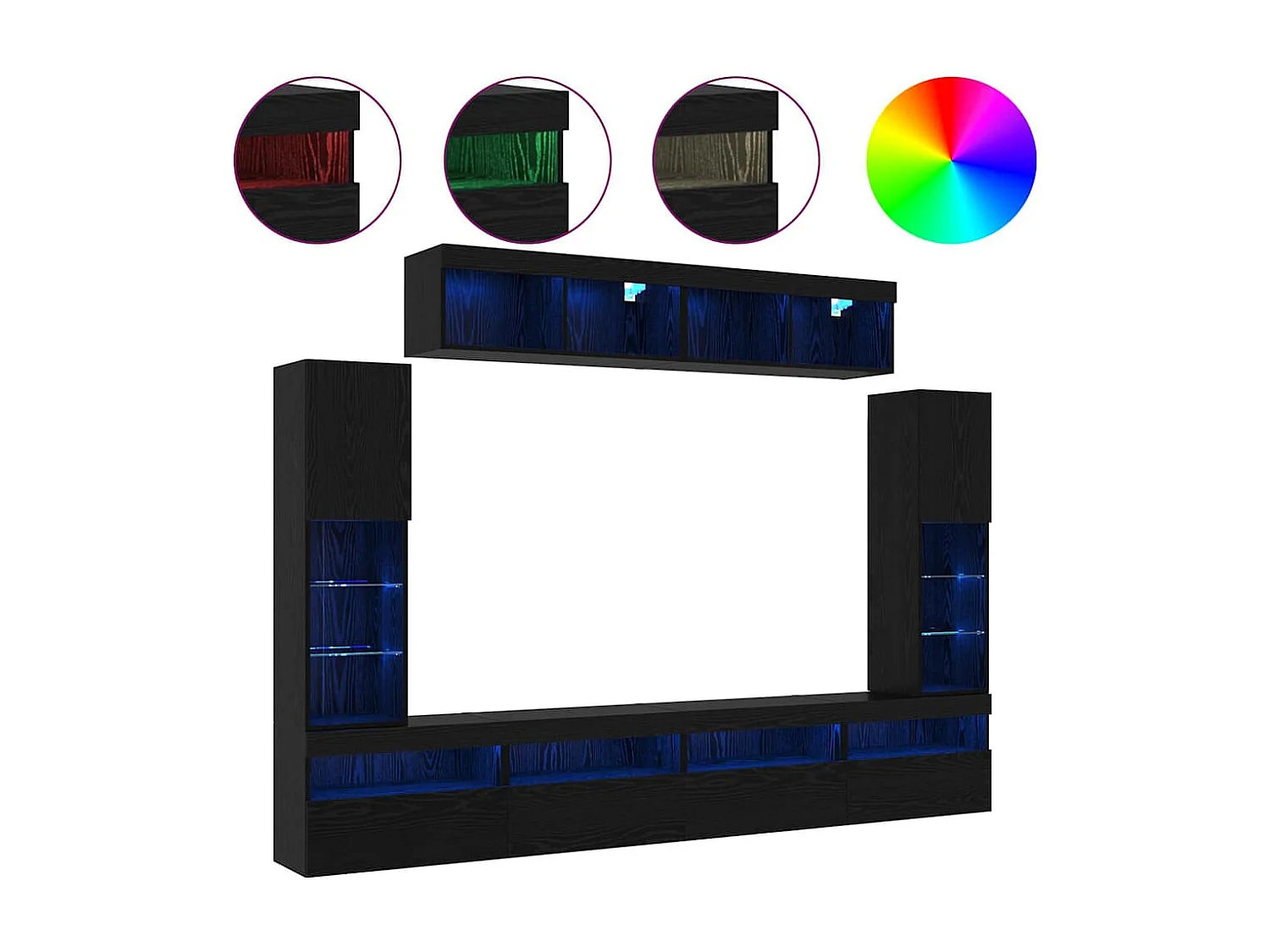 Set di mobili porta TV da parete 6 pezzi Rovere nero 30,5 x 30 x 102 cm