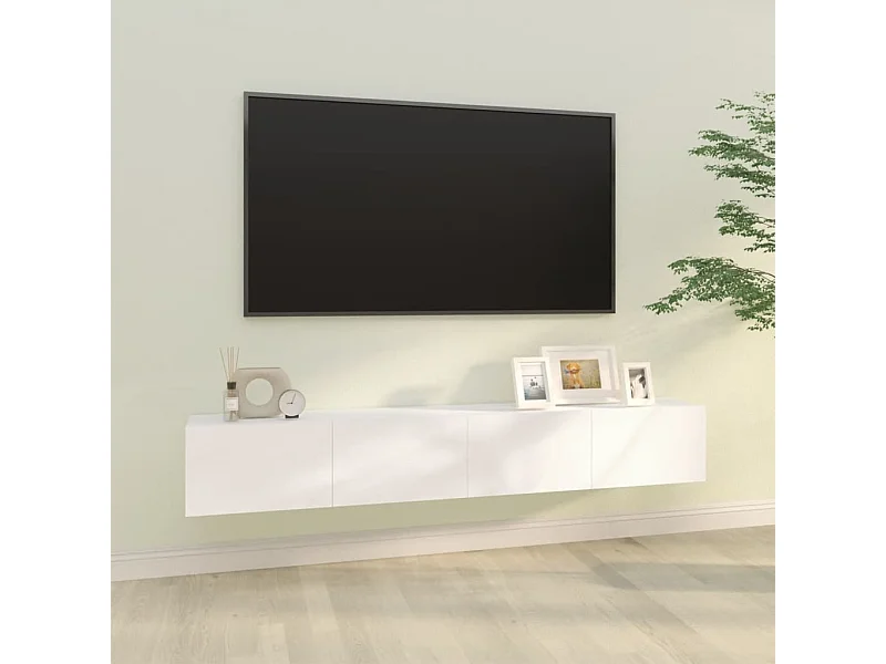 mobili porta TV da parete bianchi 100x30x30 cm in legno ingegnerizzato