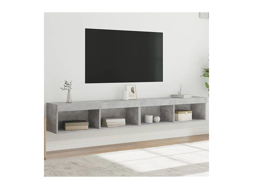 Mobili TV con luci LED 2 pezzi grigio cemento 100x30x30 cm
