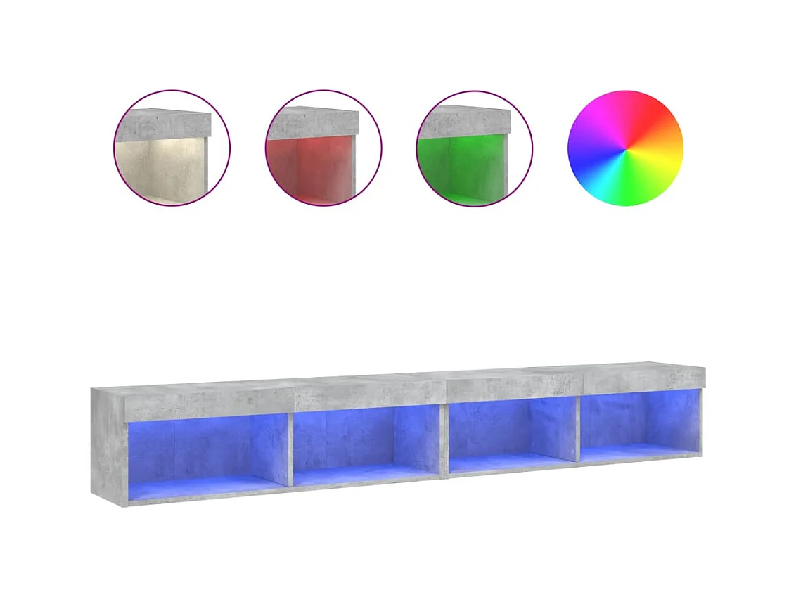 Mobili TV con luci LED 2 pezzi grigio cemento 100x30x30 cm