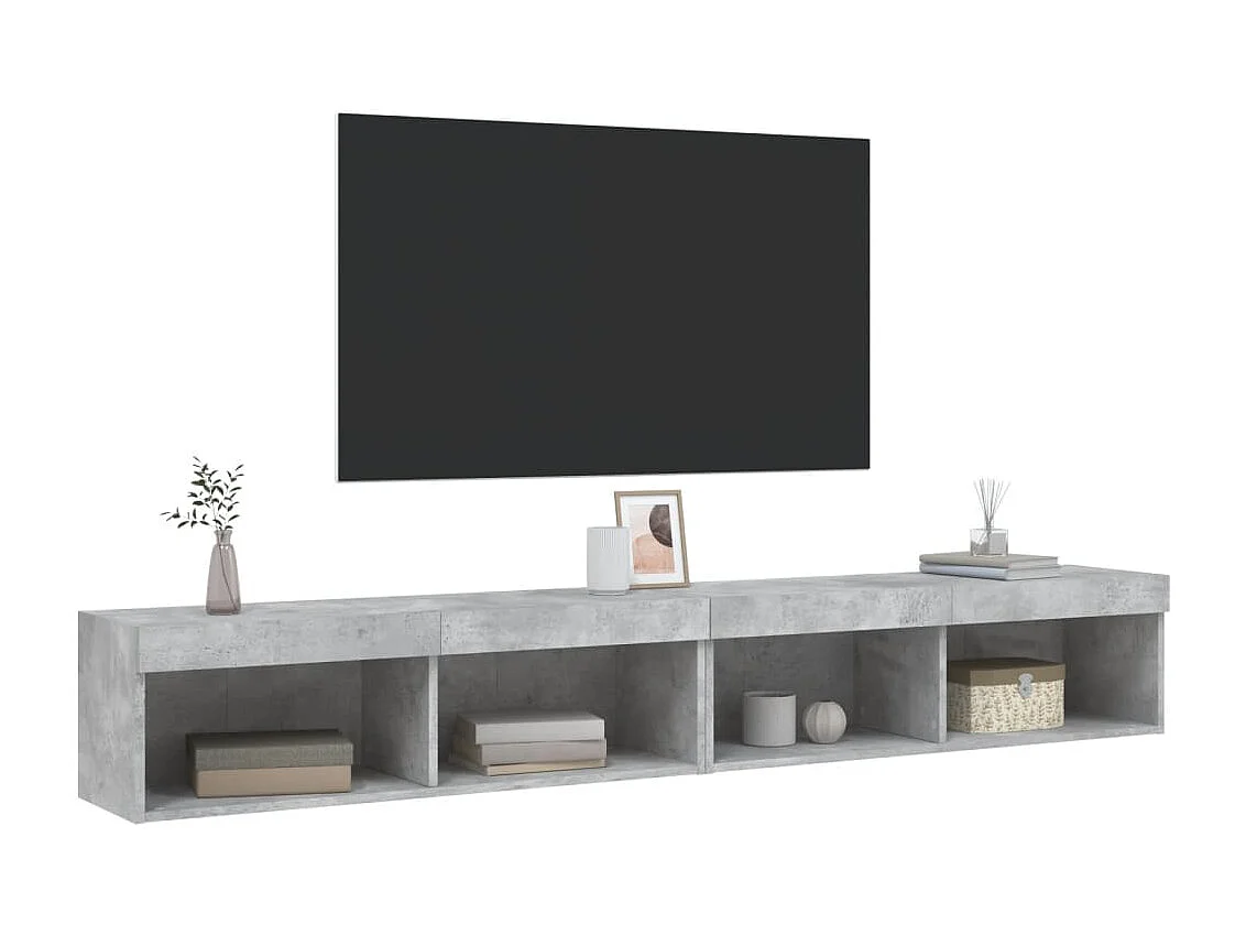 Mobili TV con luci LED 2 pezzi grigio cemento 100x30x30 cm