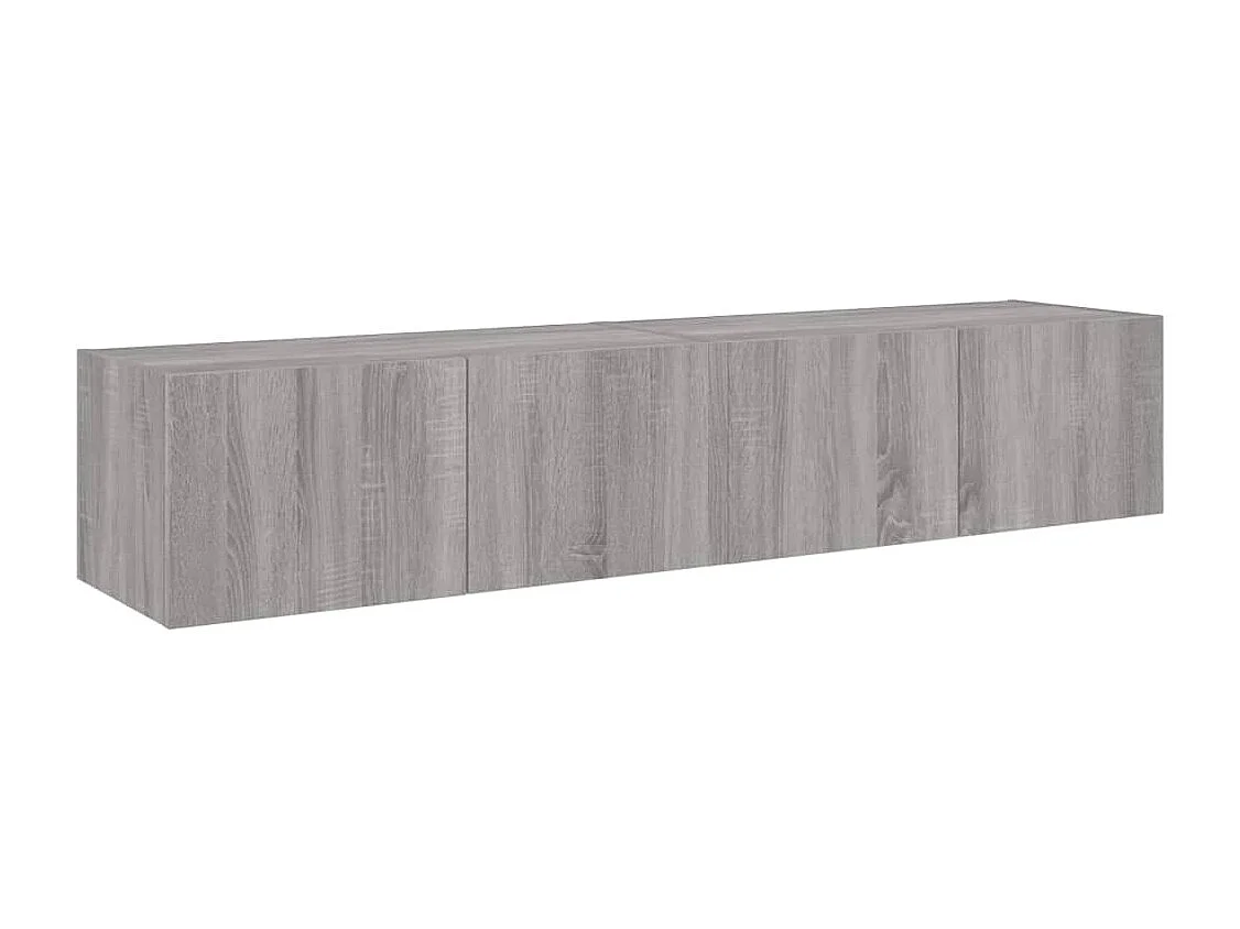 Muebles de TV de pared con luces LED 2 piezas gris sonoma 80x35x31 cm