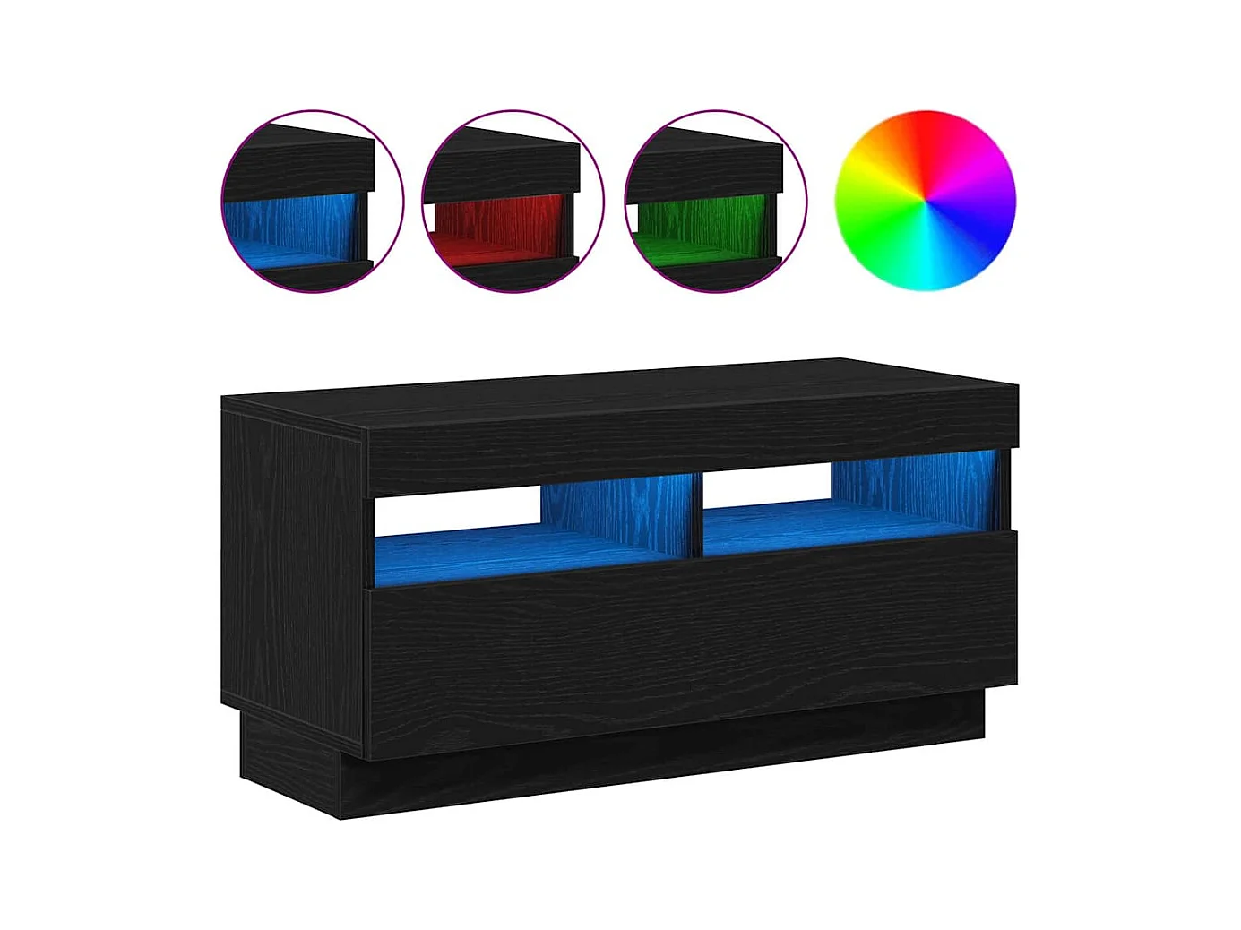 Zwarte tv-kast 80 x 35 x 40 cm Technisch hout