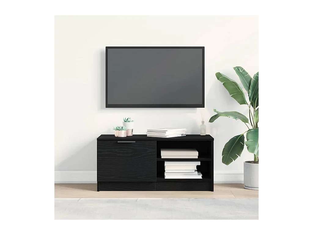 Schwarzer TV-Schrank 80 x 35 x 36,5 cm Holzwerkstoff