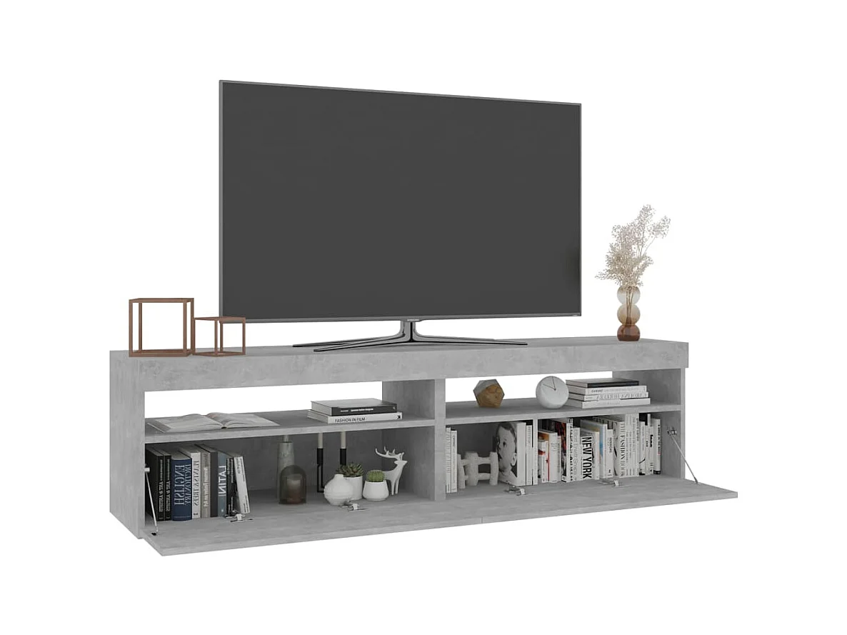 Mueble de TV de 2 piezas con luces LED Gris hormigón 75x35x40 cm