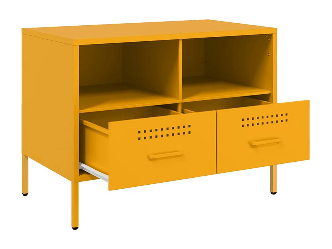 Mobile TV 2 pezzi giallo senape 68x39x50,5 cm acciaio