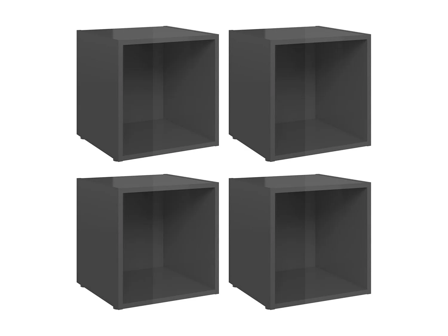Meubles TV 4 pcs gris brillant 37x35x37 cm bois d’ingénierie