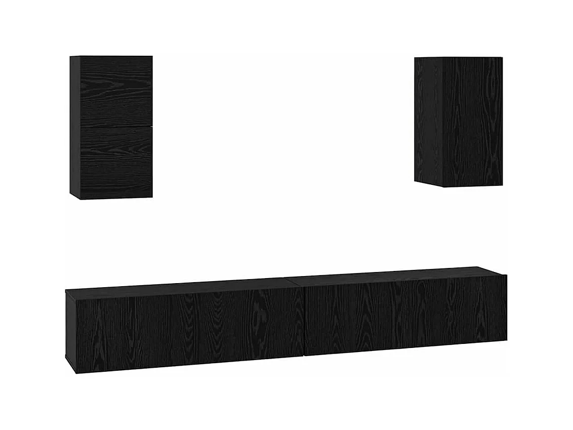 Meuble TV mural 6 pcs Chêne noir Bois d'ingénierie