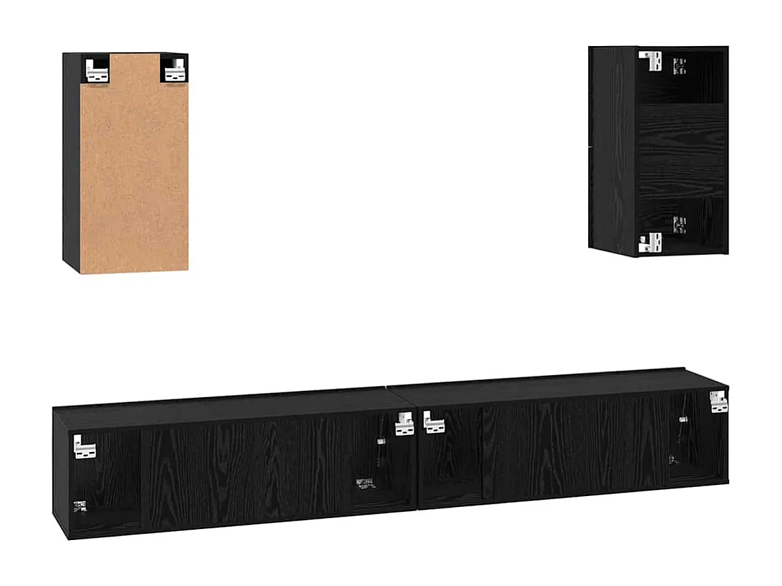 Meuble TV mural 6 pcs Chêne noir Bois d'ingénierie
