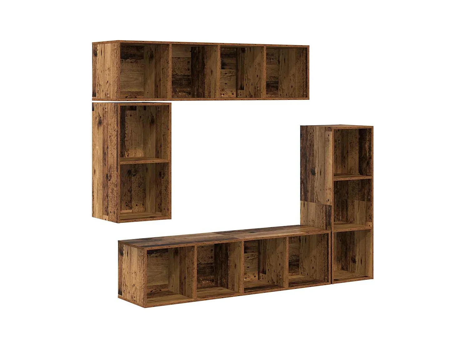 Ensemble meuble TV 4 pcs Bois ancien 37 x 37 x 142.5 cm