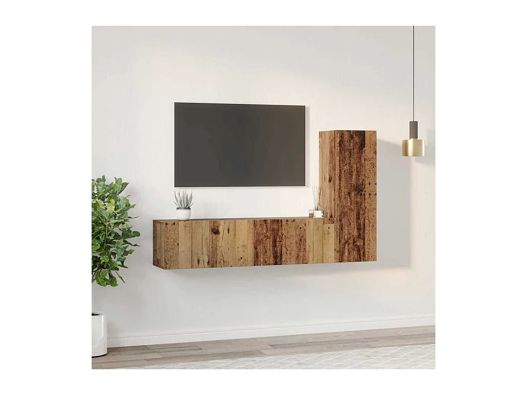 Set di mobili TV da 3 pezzi, legno anticato, 60 x 30 x 30 cm